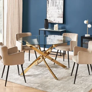 Eettafel MARAMO Goud 120 cm 120 cm Veiligheidsglas