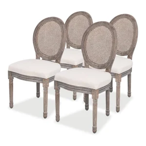 Eetkamerstoelen 4 st stof crèmekleurig