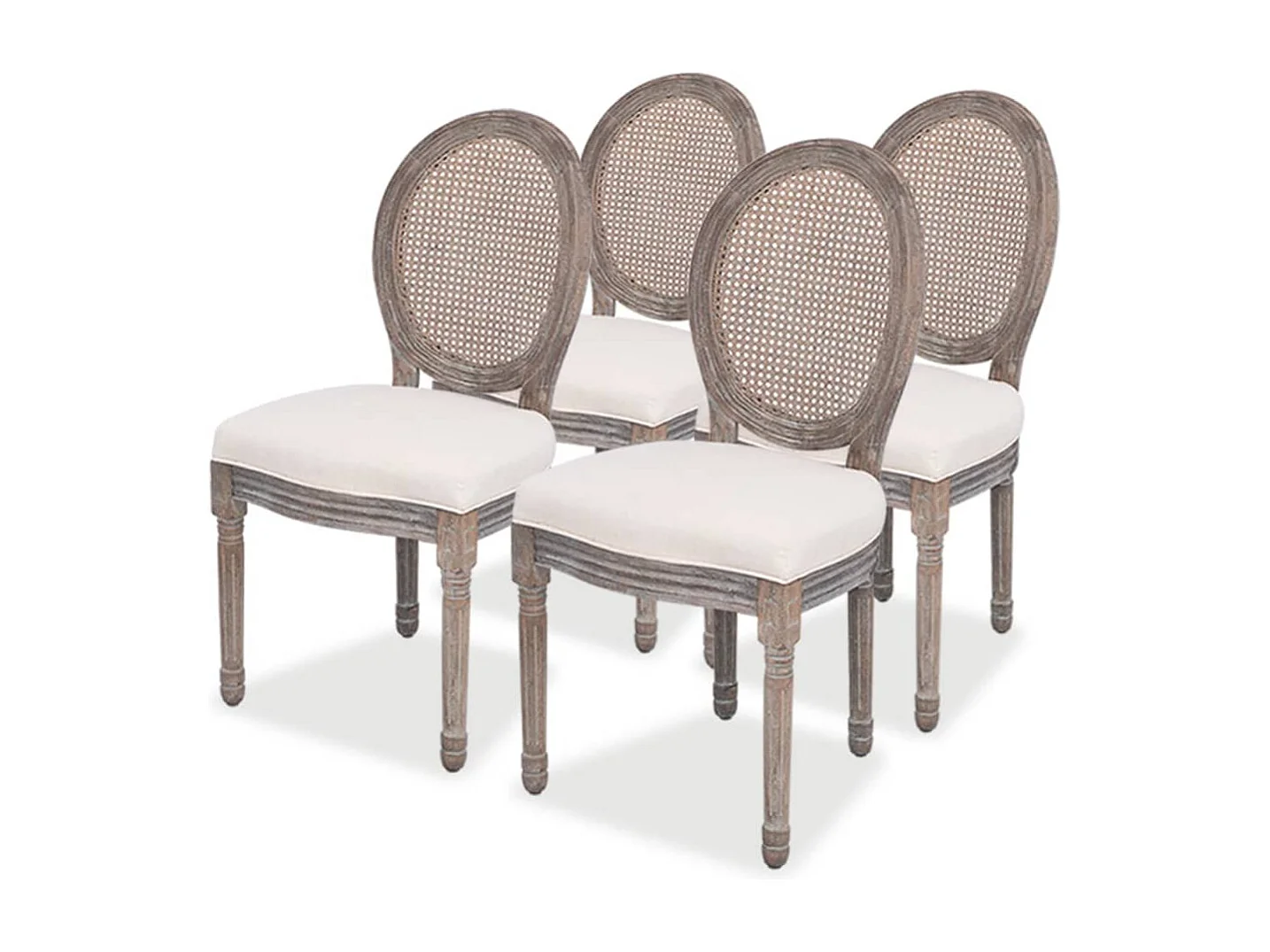 Eetkamerstoelen 4 st stof crèmekleurig