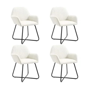 Eetkamerstoelen 4 st stof crèmekleurig Eetkamerstoelen 4 st stof crèmekleurig