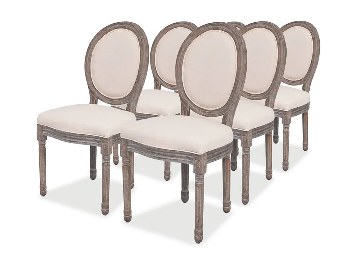 Eetkamerstoelen 6 st stof crèmekleurig