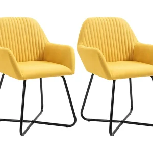 Eetkamerstoelen 2 st stof geel Eetkamerstoelen 2 st stof geel