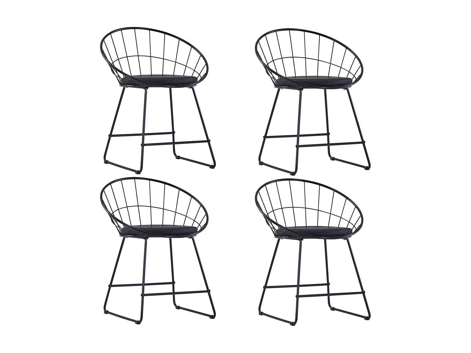 Eetkamerstoelen met kunstleren zittingen 4 st staal zwart