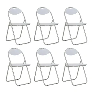 Eetkamerstoelen inklapbaar 6 st kunstleer wit