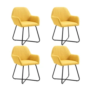 Eetkamerstoelen 4 st stof geel Eetkamerstoelen 4 st stof geel