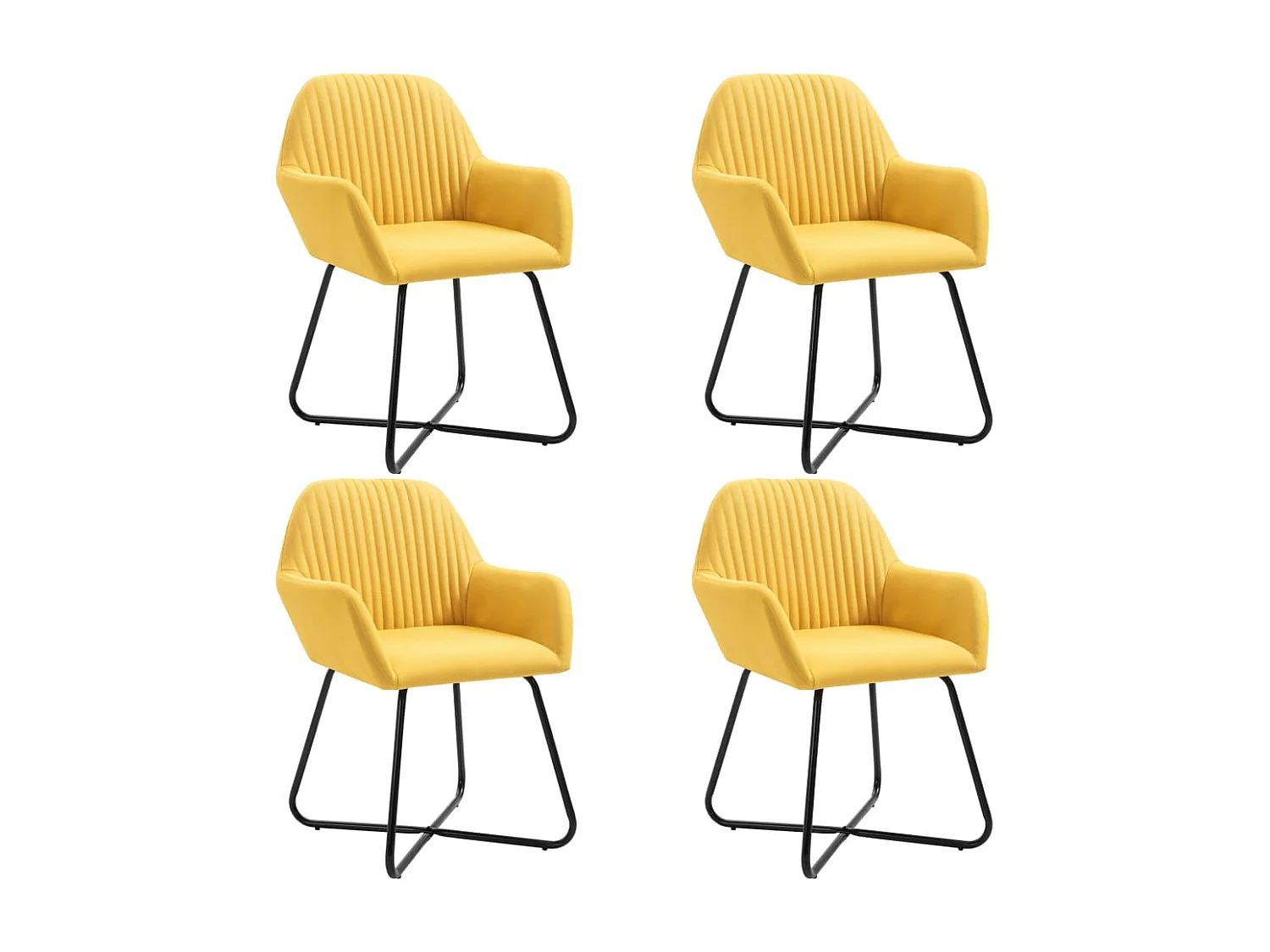 Eetkamerstoelen 4 st stof geel