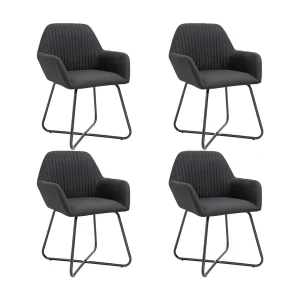 Eetkamerstoelen 4 st stof zwart Eetkamerstoelen 4 st stof zwart