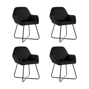 Eetkamerstoelen 4 st fluweel zwart