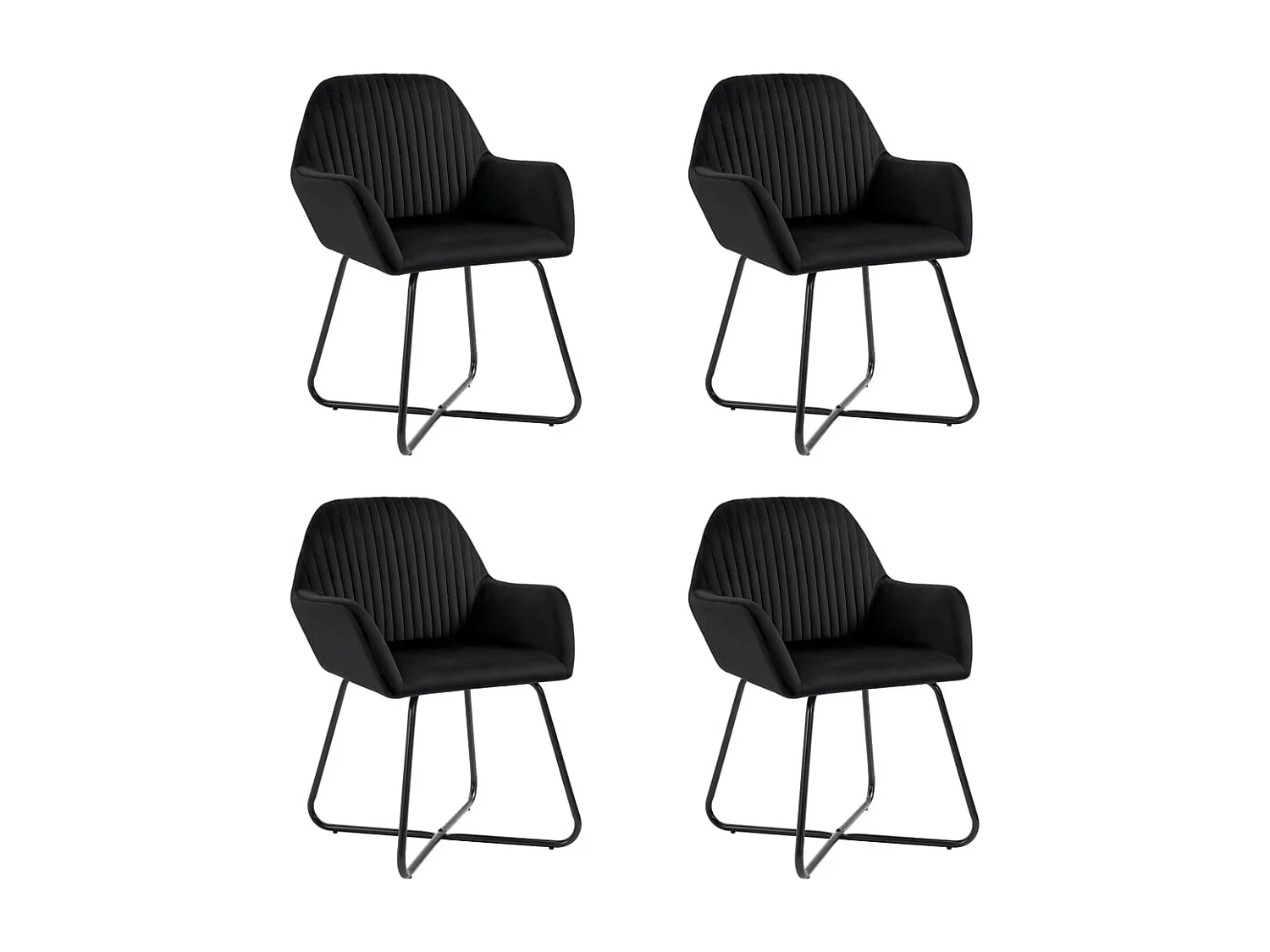 Eetkamerstoelen 4 st fluweel zwart