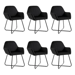 Eetkamerstoelen 6 st fluweel zwart