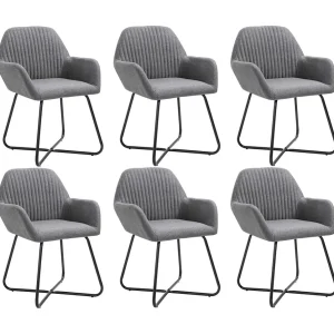 Eetkamerstoelen 6 st stof donkergrijs