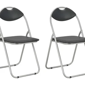 Eetkamerstoelen inklapbaar 2 st kunstleer zwart