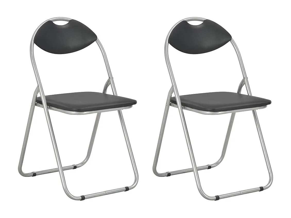 Eetkamerstoelen inklapbaar 2 st kunstleer zwart