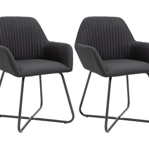 Eetkamerstoelen 2 st stof zwart Eetkamerstoelen 2 st stof zwart