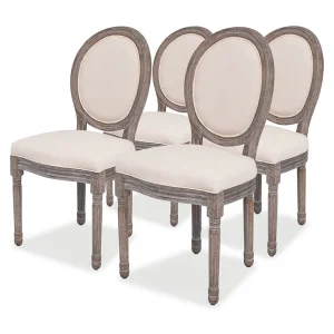 Eetkamerstoelen 4 st stof crèmekleurig