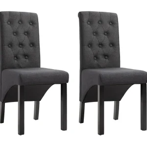 Eetkamerstoelen 2 st stof donkergrijs Eetkamerstoelen 2 st stof donkergrijs