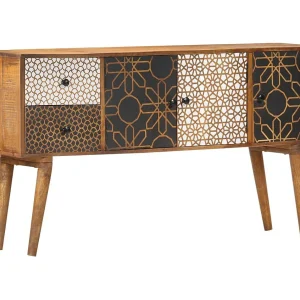 Dressoir met geprint patroon 130x30x70 cm massief mangohout Dressoir met geprint patroon 130x30x70 cm massief mangohout
