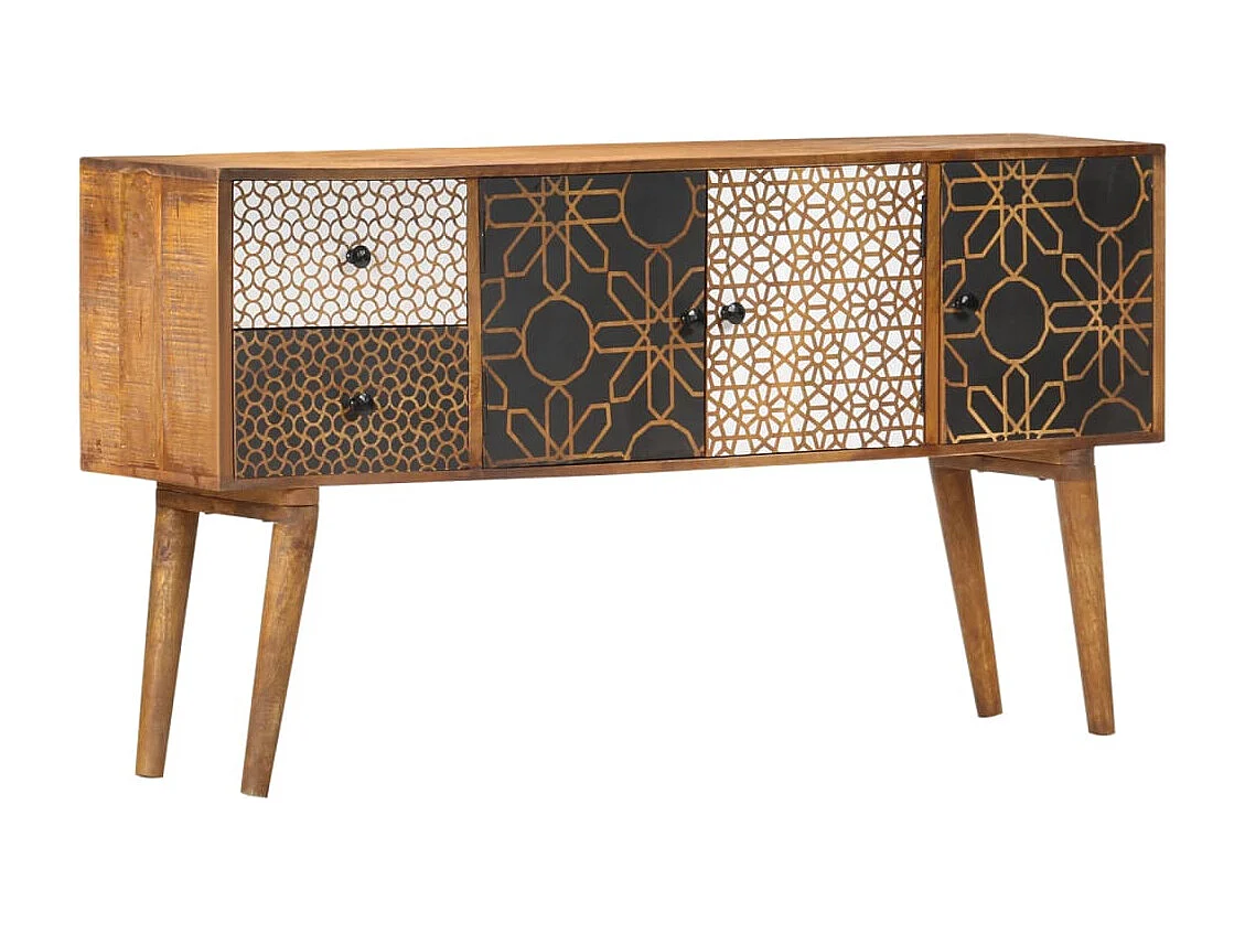 Dressoir met geprint patroon 130x30x70 cm massief mangohout