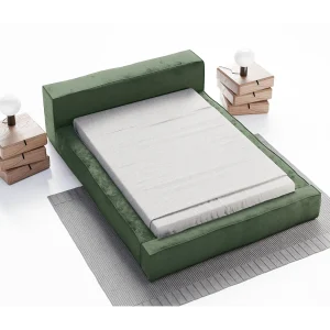 Emporius gestoffeerd bed tweepersoonsbed 180×200 Bueno – lattenbodem, opbergruimte – fluweel – Groen (Infinity 10)