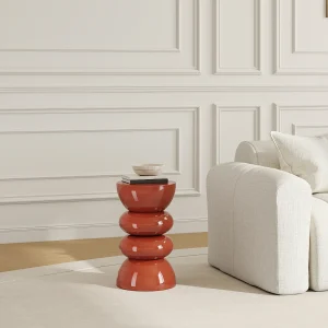 Metalen bijzettafel – Glanzend terracotta – GALENI Metalen bijzettafel – Glanzend terracotta – GALENI