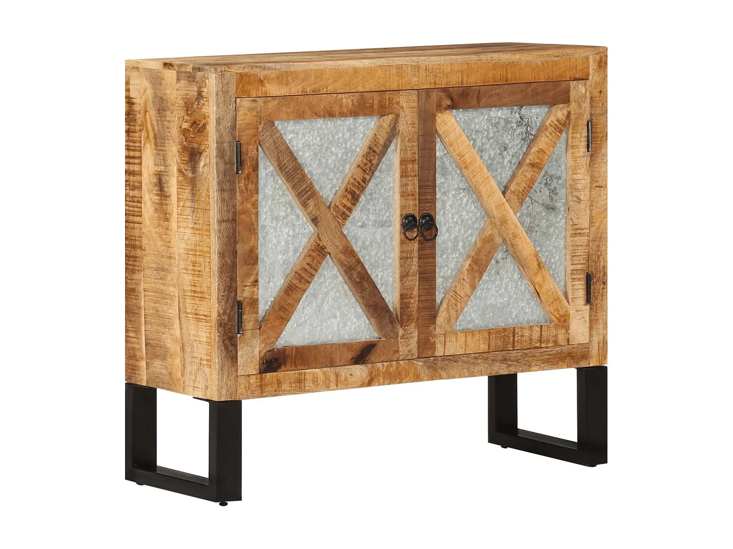 Dressoir 80x30x71 cm massief ruw mangohout en metaal