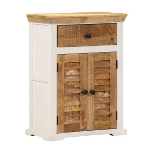Dressoir 55x30x73 cm massief ruw mangohout wit en bruin Dressoir 55x30x73 cm massief ruw mangohout wit en bruin