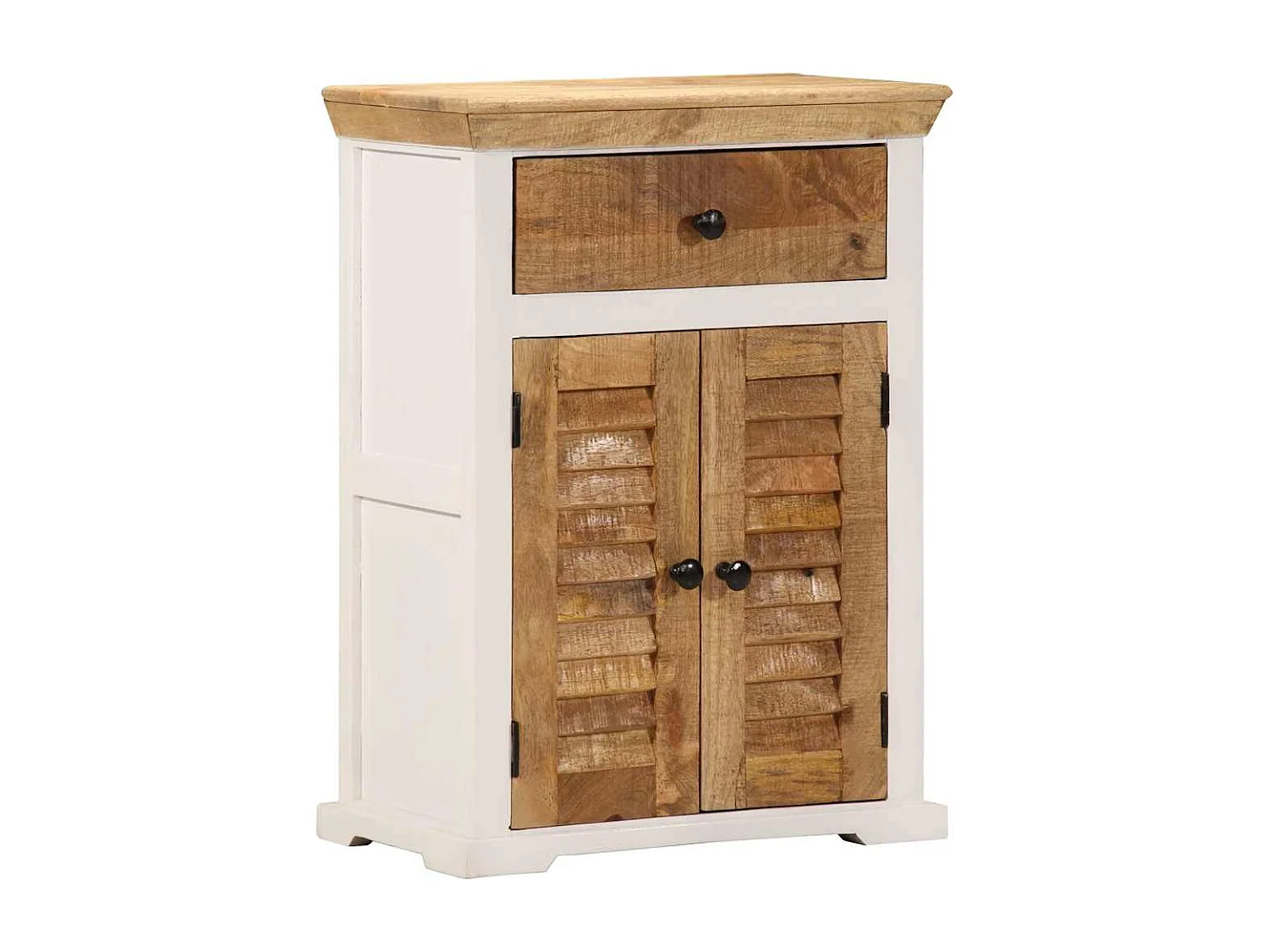 Dressoir 55x30x73 cm massief ruw mangohout wit en bruin
