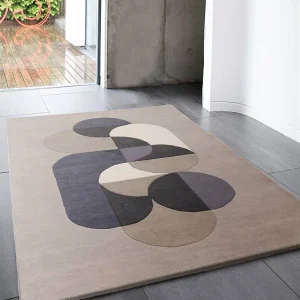 Geometrisch tapijt, handgemaakt 100% wol – 120x170cm – grijs, blauw, zwart, beige, crème – Matrix Statement Geometrisch tapijt, handgemaakt 100% wol – 120x170cm – grijs, blauw, zwart, beige, crème – Matrix Statement