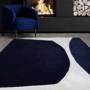 Geometrisch tapijt van wol en viscose – 160x230cm – marineblauw, crème – Matrix Signature Geometrisch tapijt van wol en viscose – 160x230cm – marineblauw, crème – Matrix Signature