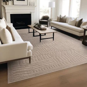 Geometrisch tapijt – 120x170cm – beige – Valley Route Geometrisch tapijt – 120x170cm – beige – Valley Route