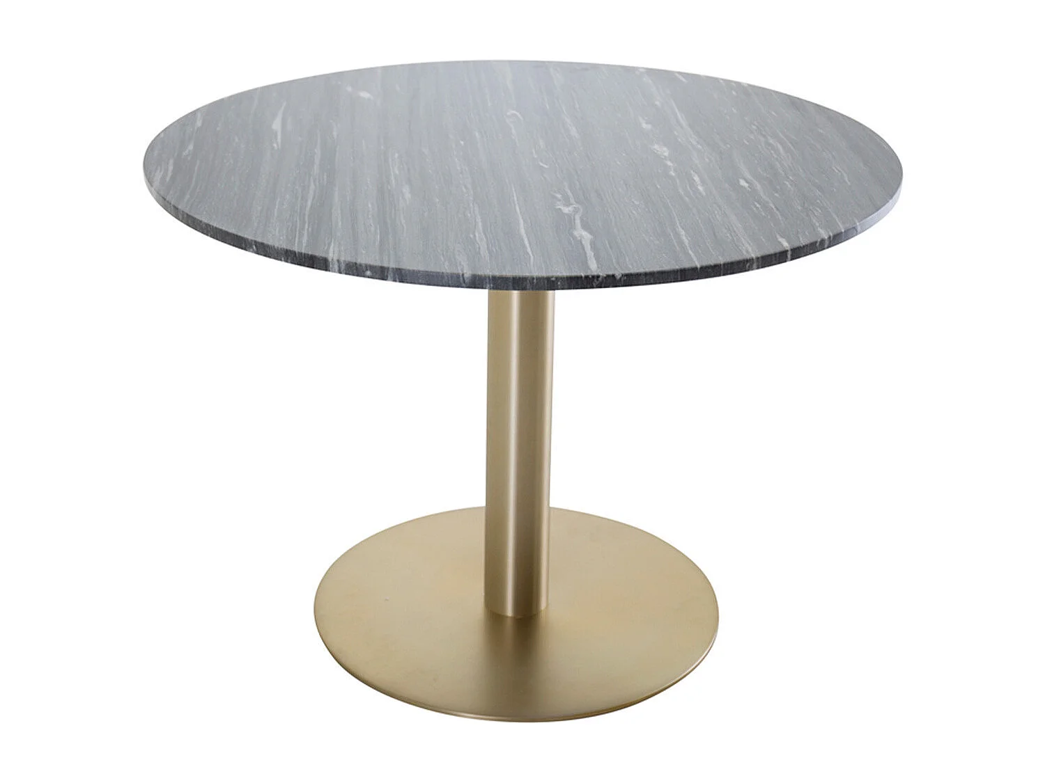 Estelle eetkamertafel Ø106cm marmor zwart, mat messing decor.