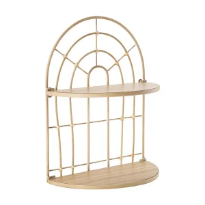Dubbele wandplank in bruin metaal 34,5x18x45,5 cm Dubbele wandplank in bruin metaal 34,5x18x45,5 cm