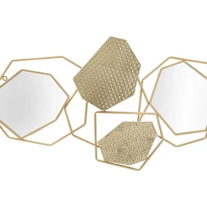 Geometrische wandspiegel in goudkleurig metaal, 91x4x52 cm Geometrische wandspiegel in goudkleurig metaal, 91x4x52 cm