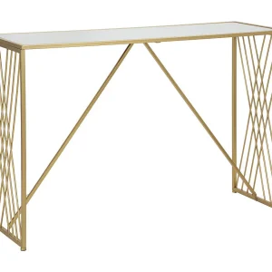 Geometrische consoletafel in metaal en gouden spiegel 120x40x80 cm Geometrische consoletafel in metaal en gouden spiegel 120x40x80 cm