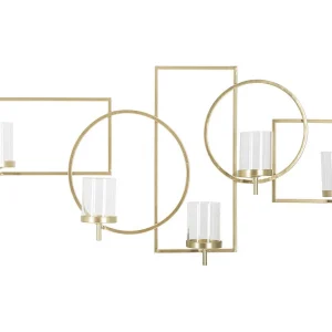 Geometrische gouden metalen wandkaarsenhouder, 70×8,5×36 cm Geometrische gouden metalen wandkaarsenhouder, 70×8,5×36 cm