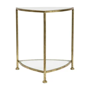 Driehoekige kast in goudkleurig metaal met plank 45x45x50 cm Driehoekige kast in goudkleurig metaal met plank 45x45x50 cm
