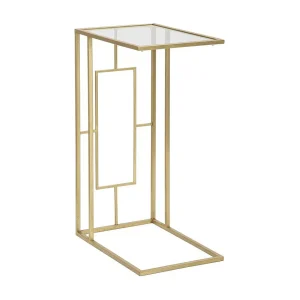 Geometrische salontafel in goudkleurig metaal, 40,5 x 25,5 x 60 cm Geometrische salontafel in goudkleurig metaal, 40,5 x 25,5 x 60 cm
