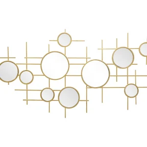 Geometrische wandspiegel van goudkleurig metaal, 117 x 4,5 x 61 cm Geometrische wandspiegel van goudkleurig metaal, 117 x 4,5 x 61 cm