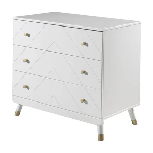 Funy satijnwit houten ladekast met 3 lades Funy satijnwit houten ladekast met 3 lades