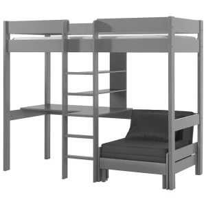 Gecombineerd bed met fauteuil 90×200 cm massief grenen grijs Pino Gecombineerd bed met fauteuil 90×200 cm massief grenen grijs Pino