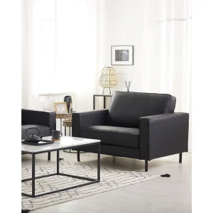 Fauteuil leer zwart SAVALEN Fauteuil leer zwart SAVALEN