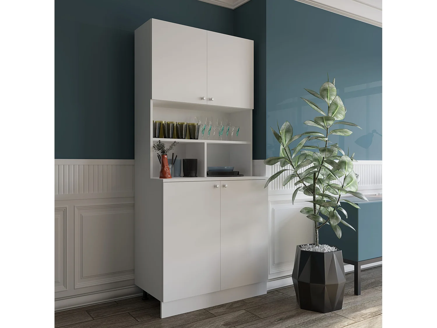 Dressoir Opa, Wit, L 80 cm