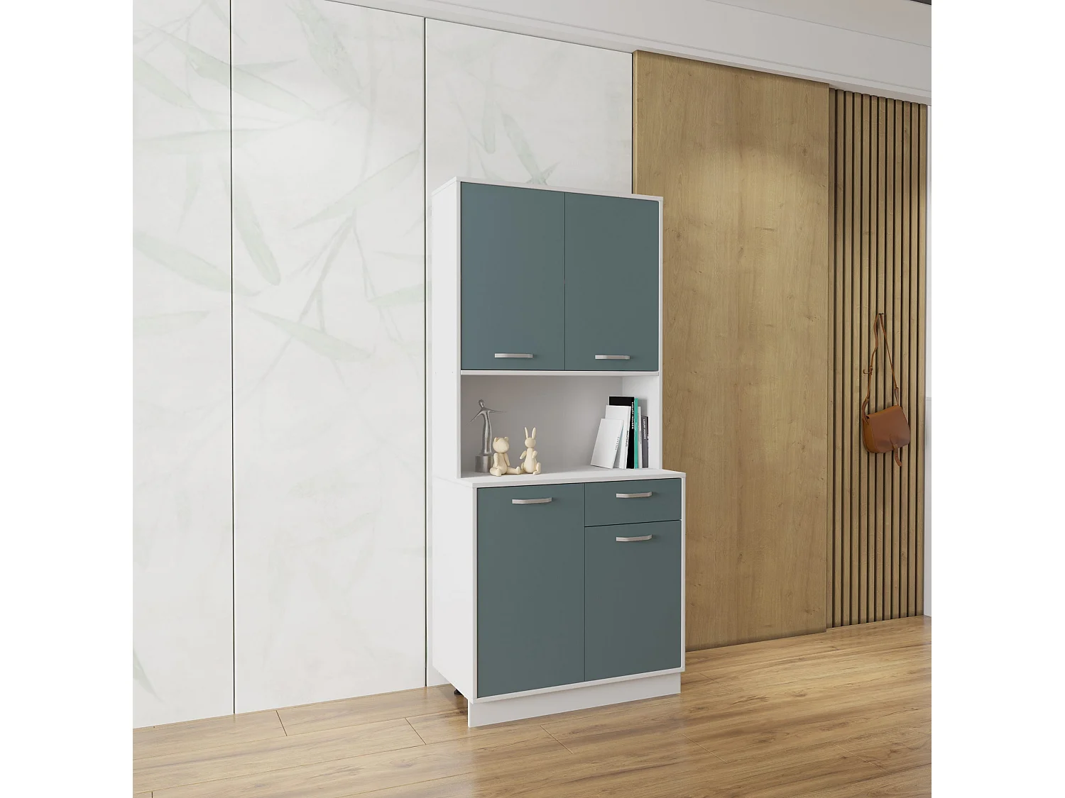 Dressoir Oma, Petrolgroen/Wit, L 84 cm