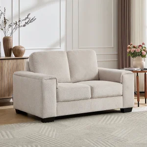 Tweezitsbank in structuurstof kleur beige EMBAPO Tweezitsbank in structuurstof kleur beige EMBAPO