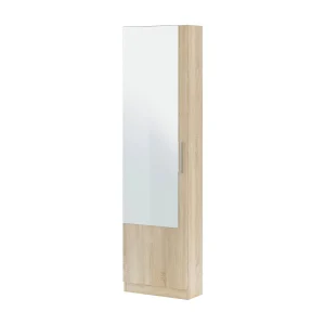 Eugene Schoenenkast 22x50x180h cm Bruin Eiken, 16 Paar, 6 Vakken, Een Deur