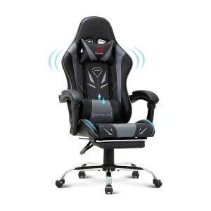 Ergonomische gamingstoel met voetensteun, maximale draagkracht 136kg – Grijs Ergonomische gamingstoel met voetensteun, maximale draagkracht 136kg – Grijs