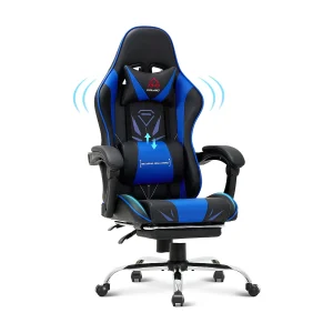 Ergonomische gamingstoel met voetensteun, maximale draagkracht 136kg – Blauw Ergonomische gamingstoel met voetensteun, maximale draagkracht 136kg – Blauw