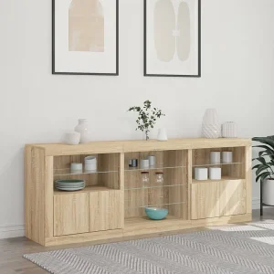 Dressoir met LED-verlichting 181,5x37x67 cm sonoma eikenkleurig