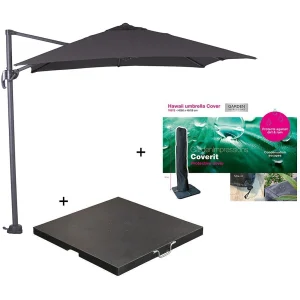 Garden Impressions Hawaii zweefparasol S 250×250 – donker grijs/zwart met 60 kg parasolvoet en parasolhoes Garden Impressions Hawaii zweefparasol S 250×250 – donker grijs/zwart met 60 kg parasolvoet en parasolhoes