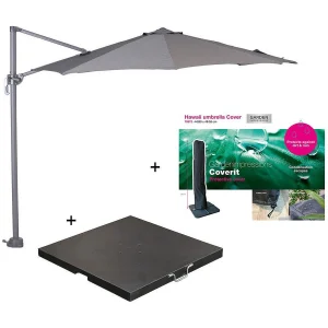 Garden Impressions Hawaii zweefparasol S Ø300 – donker grijs/licht grijs met 80 kg parasolvoet en parasolhoes Garden Impressions Hawaii zweefparasol S Ø300 – donker grijs/licht grijs met 80 kg parasolvoet en parasolhoes